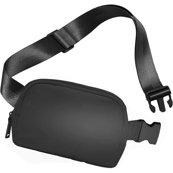 Waist bag for women and men, fashionable crossbody bag with adjustable shoulder strap, small waist belt bag, hip bag suitable for running, traveling, outdoor cycling, shopping (black)