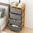 thumbnail image 3 of Colourtree 4 Drawers 17.8 Inch Section Freestanding Bamboo Bathroom Organizer with Pull Out Hamper Drawers Wooden Laundry Towel Cabinet Tower Three Part Compartment Sorter Basket, 3 of 6
