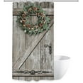 thumbnail image 5 of Small Rv Half Shower Curtain 36Wx72H Inch Stall Barn Door Western Rustic Spring Green Plant Garland Wooden Barnwood Plank Country Bathroom Decor Fabric Polyester Waterproof 7 Pack Hooks, 5 of 6