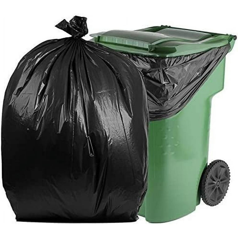 PlasticMill 95 Gallon Garbage Bags: Black, 1.5 mil, 61x68, 10 Bags.