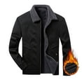thumbnail image 3 of Aueoeo Men's Winter Slim Fitted Jacket Lightweight Fleece Lined Zipper Softshell Bomber Jacket With Pockets Black L, 3 of 6