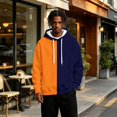 thumbnail image 6 of Men’s Color Block Pullover Hoodie for Men, Contrast Split‑Color Hooded Sweatshirt, Drawstring Kangaroo Pocket Top For Home‑Lounge And Casual Outdoor Activities, 6 of 6