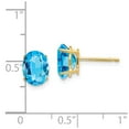 thumbnail image 3 of Real 14kt Yellow Gold 8x6mm Oval Blue Topaz Earrings; for Adults and Teens; for Women and Men, 3 of 3