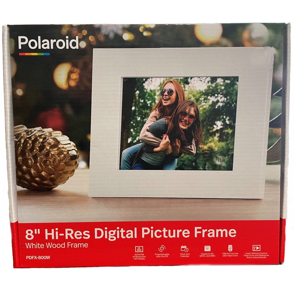 Polaroid 8" Digital Picture Frame LED Display~Support SD/SDHC/USB Candlenut Wood 