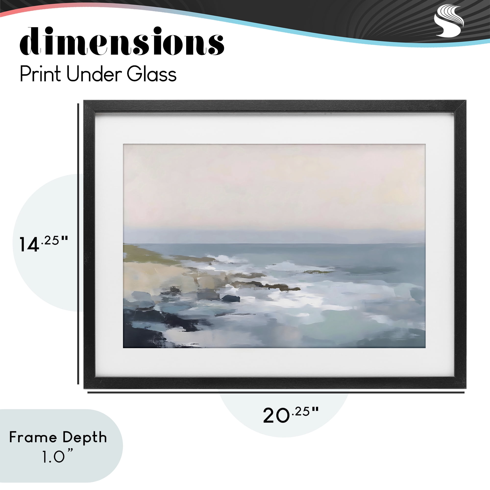Stupell Industries Serene Coastal Ocean Scene Black Framed Print Under Glass, design by Creative Studio