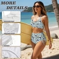 thumbnail image 4 of XYZCANDO Couple Matching Beach Set His Hers Swimwear Fish Camo Men's Beach Shorts & 2 Piece Women's Drawstring Bikini Hawaiian Outfits Vacation Pool Party Honeymoon Beach Wear, 4 of 6