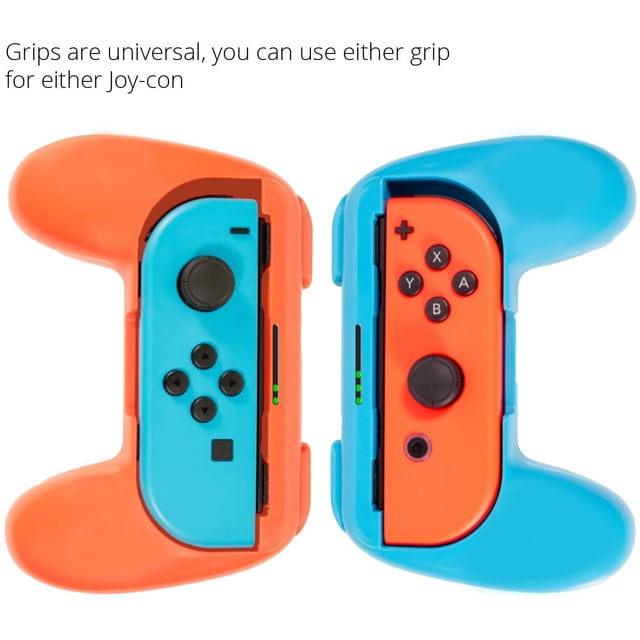 BAMAIA The Handle Compatible With Nintendo Switch Joy-Con Has Higher Comfort-With Nintendo Switch Joy-Con (2 Pcs Red+Blue)