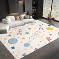 thumbnail image 2 of Living Room Area Rugs, Cartoon Painting Rocket Stars Printed Design Carpet, Light-Colored Washable Rectangle Rug, Soft Short Pile Carpet For Bedroom Dining Room Non-Slip Rug, 2 of 7