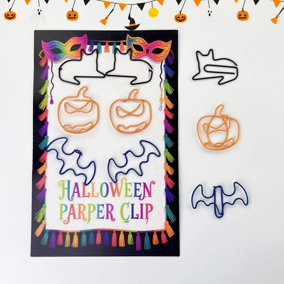 1Set Adorable Halloween - Style Paper Clips, Great for Organizing Documents, Paper Clips, Folders, Bookmark Clips, Multi-color, Metal Paper Clips for Office Supplies , Novelty Clips