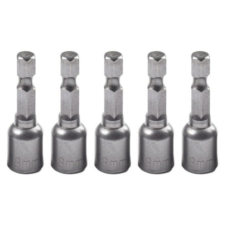

5pcs 8mm Magnetic Nut Driver Set 1/4 Hex Socket Adapter Drill Bit length 42mm