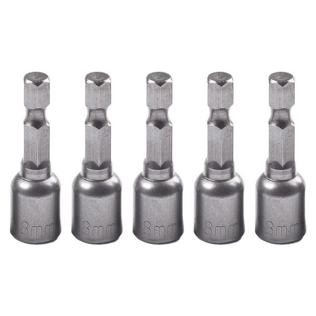 5 Pcs 8mm Magnetic Nut Driver Set 1/4 Hex Socket Adapter Drill Bit length 42mm