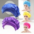 thumbnail image 3 of Jiaroswwei Women Solid Satin Stylish Elastic Silk Sleep Hat Hair Care Bonnet Head Lace Wrap, 3 of 8