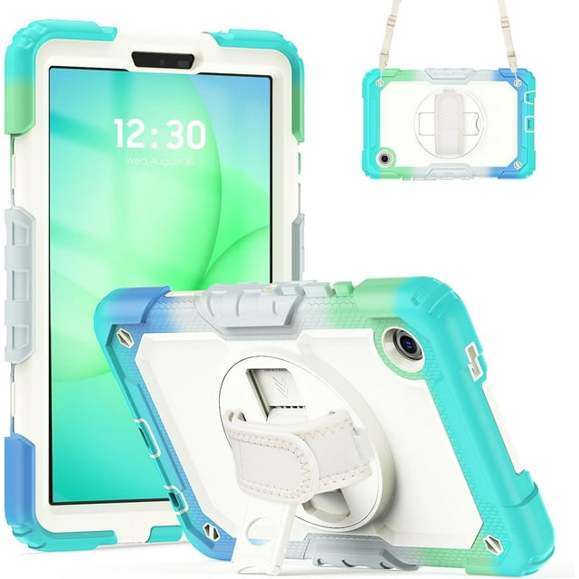 Funda para Samsung Galaxy Tab A11 de 8,7 pulgadas (2025) y Galaxy Tab A9 de 8,7 pulgadas (2023), resistente, a prueba de golpes, con soporte giratorio de 360° y correa de mano/bandolera