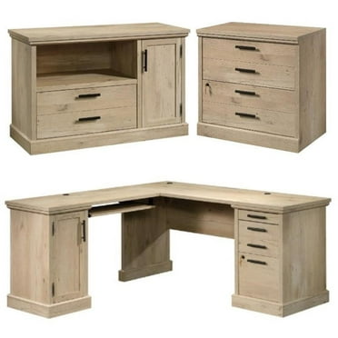 Home Square 3-Piece Set with L-Shaped Desk Lateral File Cabinet & Filing Cabinet