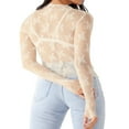 thumbnail image 3 of Chemises en Dentelle à Manches Longues pour Femmes avec Col en Maille Transparent et Montant, 3 of 7