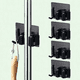 thumbnail image 1 of Stainless Steel Broom Holder with Hooks, Self Adhesive Wall Mounted Organizer, 1 of 5