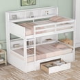 thumbnail image 3 of Twin Size Bunk Bed with Built-in Shelves Beside Both Upper and Down Bed, Wooden Bunk Bed Frame with Storage Drawer, Multifunctional Bunk Bed for Boys Girls Teens Bedroom, No Box Spring Needed, White, 3 of 7
