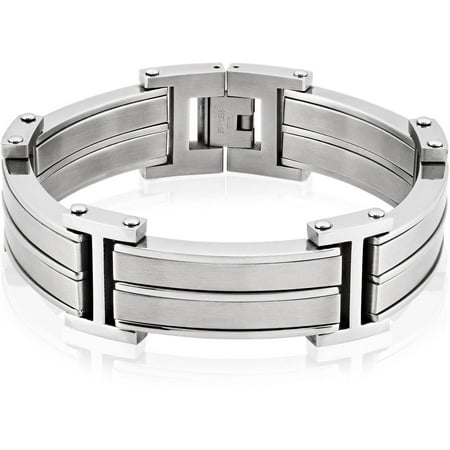 Crucible Stainless Steel Dual-Finish Link Bracelet, 8.5, 19.9mm