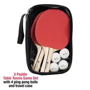 Ping Pong Paddle Set with Travel Bag, 2 Player Table Tennis Rackets and 4 Balls by MD Sports
