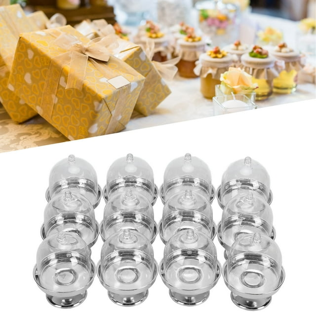 Mini Plato De Pastel De 12 Piezas Con Tapa, Soporte De Pastel De Plástico Transparente Con Cubierta De Domo, Pequeño Soporte De Exhibición Transparente Para El Postre