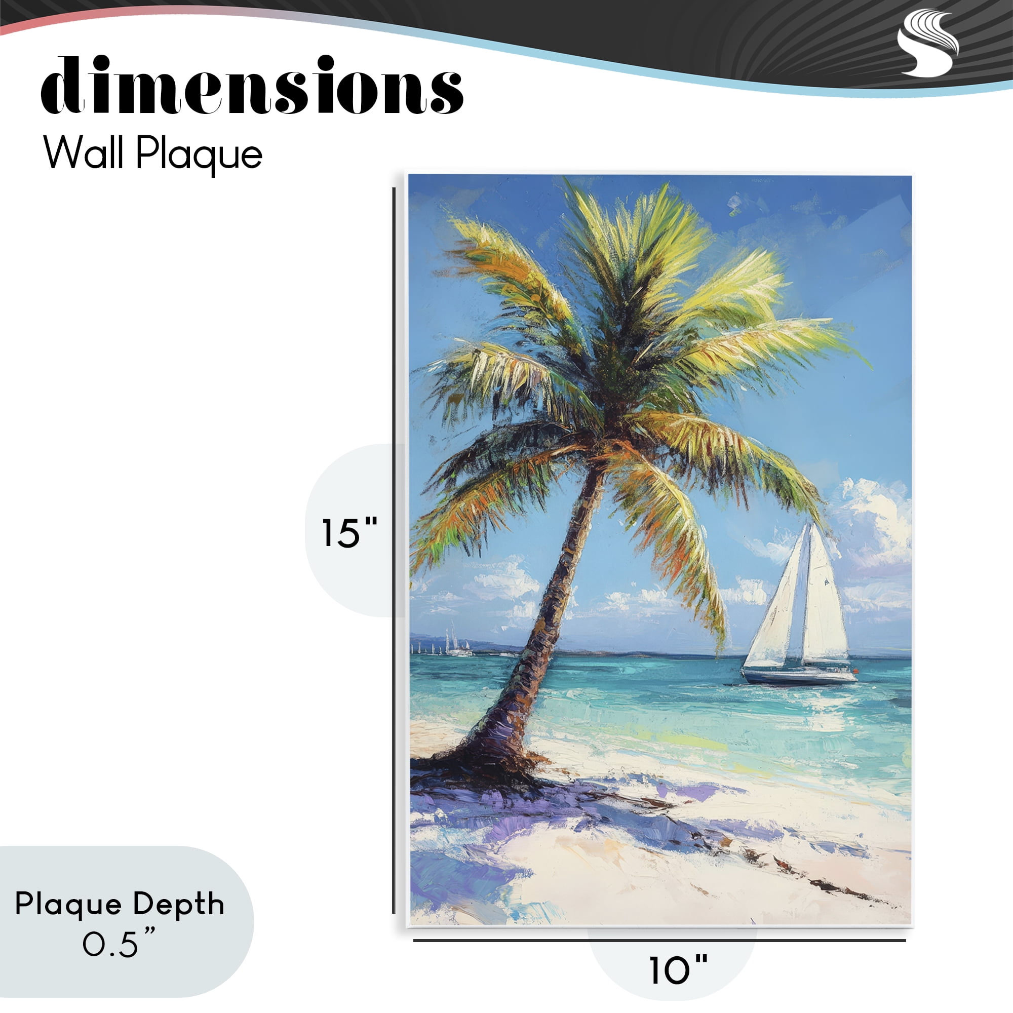 Stupell Industries Palms & Sails Beach View Wall Plaque Art, design by Petal Prints Design