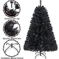 thumbnail image 3 of Favory 4.5ft Black Artificial Christmas Pine Tree Seasonal Holiday Carnival Home Party Decoration for Home, Office, Party Decoration Indoor Outdoor with 483 Branch Tips and Foldable Stand, 3 of 11
