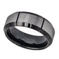 thumbnail image 2 of 2-Tone Tungsten Ring - 8mm Brushed Black IP Comfort Fit Grooved Tungsten Carbide Wedding Band, 2 of 5