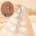 thumbnail image 4 of Juego de 5 piercings de metal hipoalergénicos para el ombligo, con elegante diseño de mariposa, ideales para uso diario, fiestas y festivales., 4 of 5