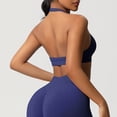 thumbnail image 5 of Neewe Women's Seamless Sports Bra Knitted Yoga Suit Gathering Breathable Workout Gym Tank Top for Women-Dark Blue M, 5 of 9