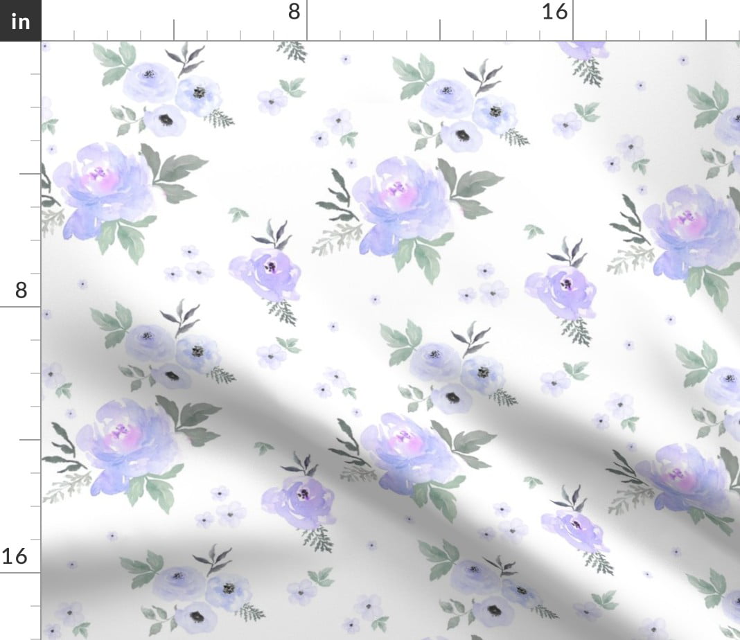 BonEful Fabric FQ Cotton Quilt Purple White Green Leaf Flower Rose S Shabby Chic 
