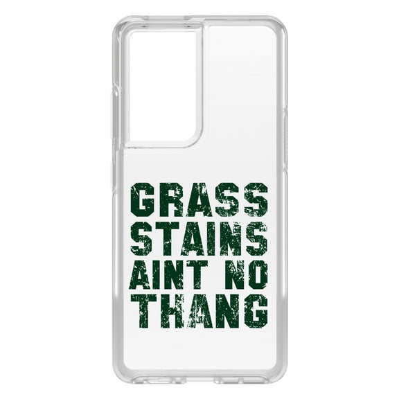DistinctInk Clear Hybrid Case for Samsung Galaxy S21 Ultra (6.8" Screen) - Grass Stains Ain't No Thang - Shockproof Protection