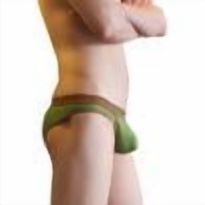 KHONTS Men's Soft Underwear Low Rise Brief Underpants U Convex Pouch Space Module Funny Lingerie Army Green M