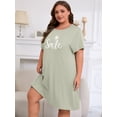 thumbnail image 4 of FEREMO Plus Size Nightgowns for Women Short Sleeve Sleepshirt Knee Length Sleepwear with Pockets, 4 of 5