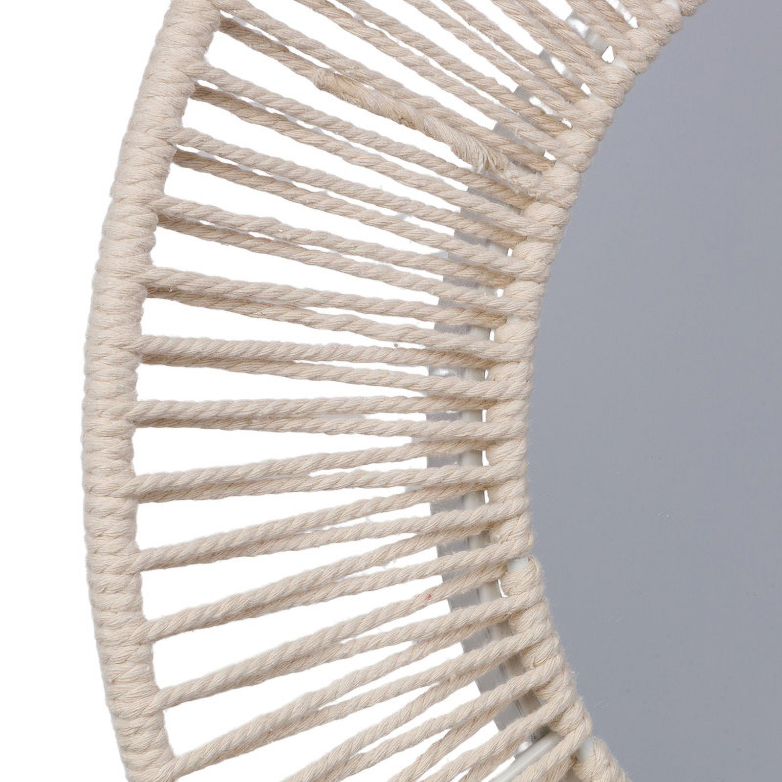 Liliana White Bamboo Round Boho Wide Frame Wall Mirror