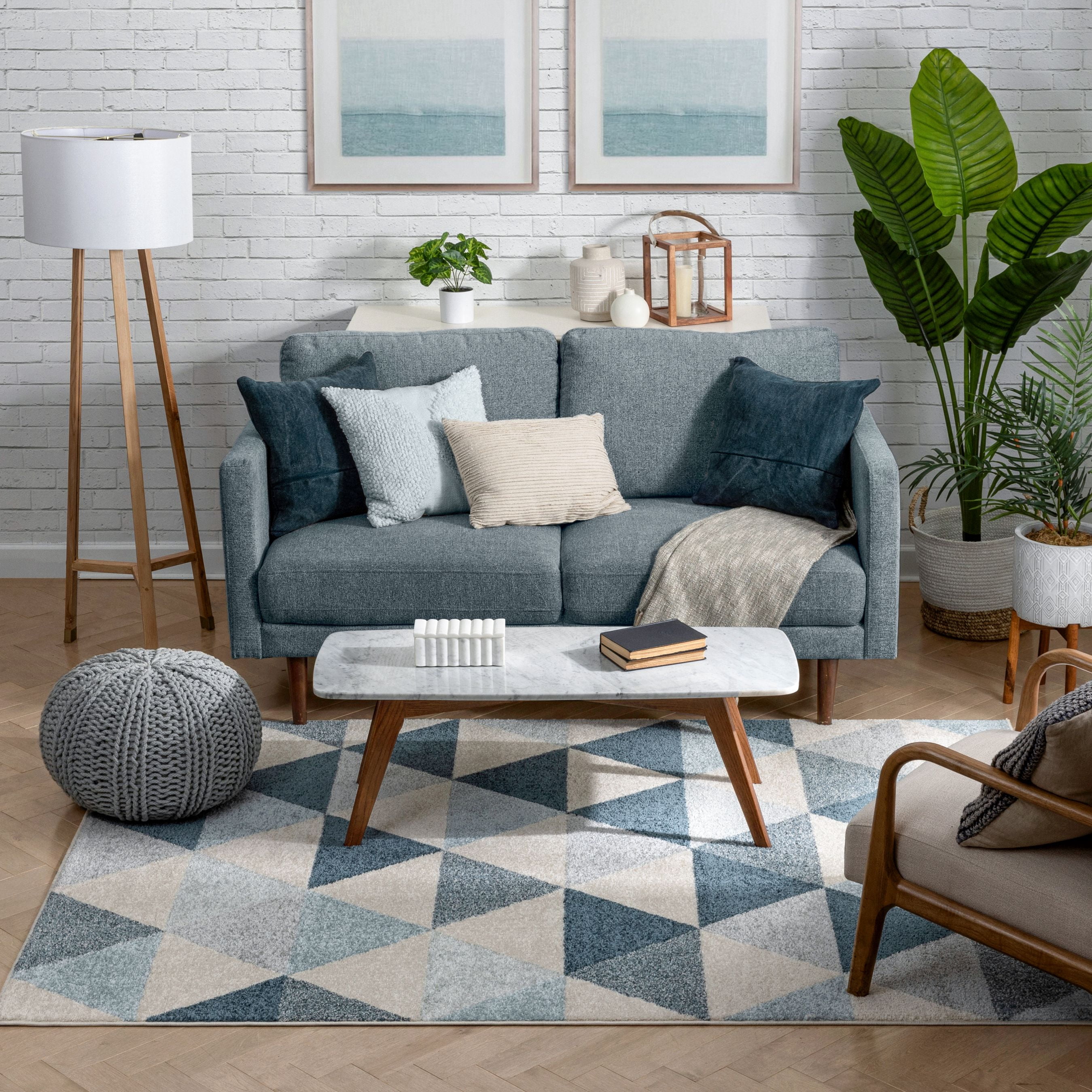 Well Woven Mystic Alvin Mid-Century Modern Geometric Trellis Dark Blue 5'3" x 7'3" Area Rug