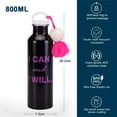thumbnail image 2 of Botella de agua para deportes al aire libre con asa, taza de acero inoxidable de una sola capa de 800 ml con bola de pelo y borla, 2 of 5
