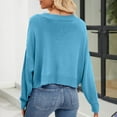 thumbnail image 4 of Idoravan Blue Cardigan for Women Women's Color Hollowed Out Knitted Cardigan Loose V-neck Long Sleeved Cardigan Tops, 4 of 6