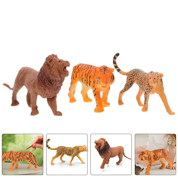 Raindrops 3pcs Realistic Animal Cake Toppers Jungle Theme Animal Decorations Animals Models Decors