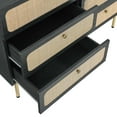 thumbnail image 5 of Modway Chaucer 6-Drawer Particleboard and Rattan Compact Dresser in Black, 5 of 5