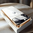 thumbnail image 1 of Luxury Plating Clear Silicone shockproof Glass Lens Phone Case For iPhone 15 14 13 12 11 Pro Max XR X Camera Protector Soft Cove Gold For iPhone 14 Pro, 1 of 6
