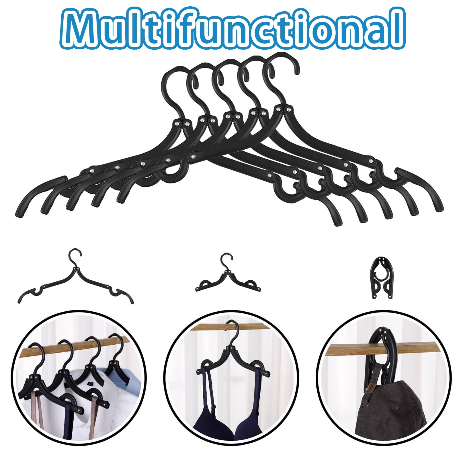 BUBABOX 9Pcs Folding Clothes Hangers,Foldable Portable Plastic Travel
