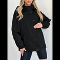 thumbnail image 4 of Chaqueta Impermeable de Larga con Capucha y Cremallera para Mujer, Gabardina, Cortavientos, Chaqueta de Viaje. Negro L, 4 of 10
