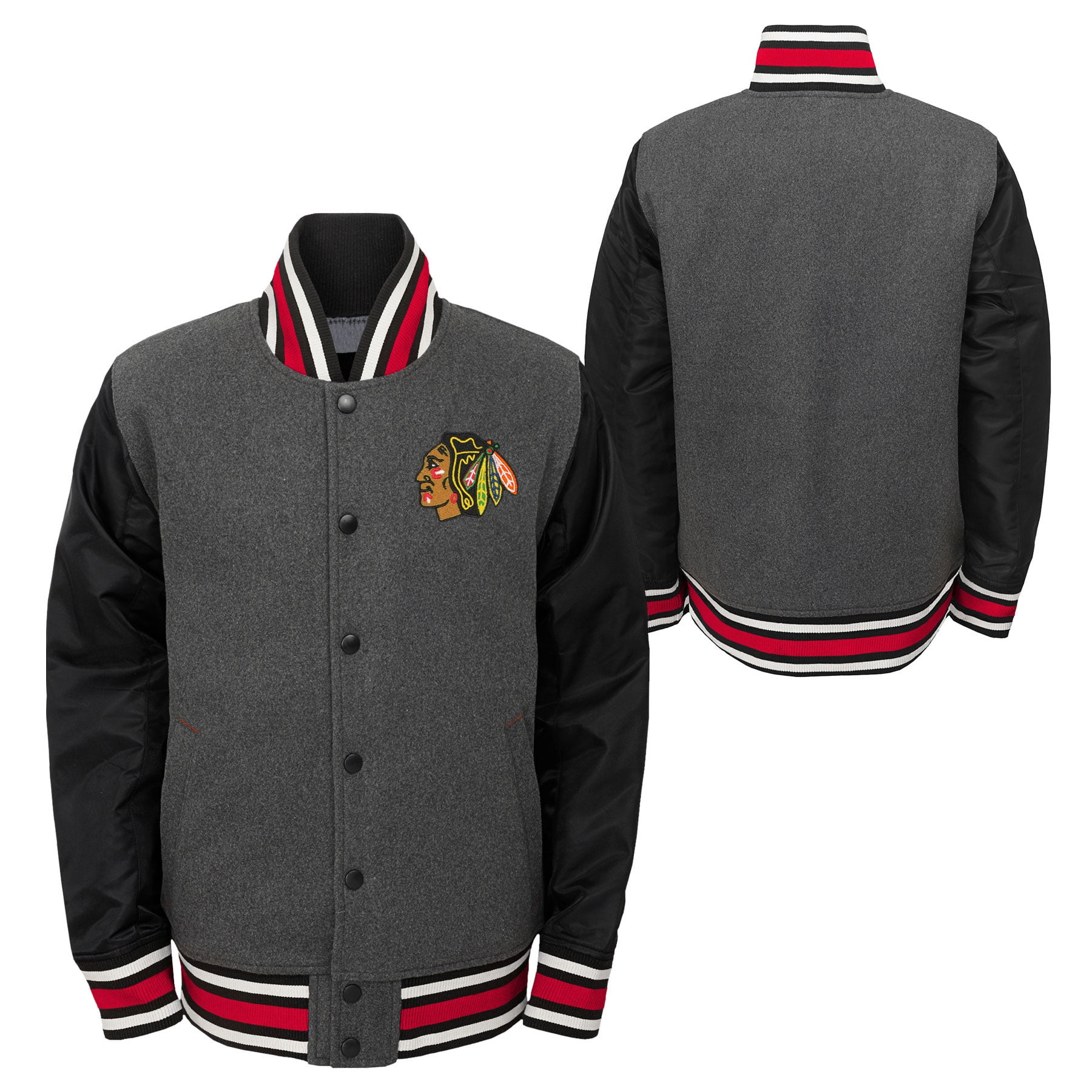 Chicago Blackhawks Youth Letterman FullSnap Varsity Jacket Walmart Canada