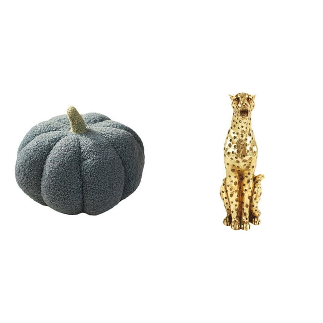 Cojín De Sofá De Felpa Con Forma De Calabaza De Halloween Y Escultura De Guepardo Dorado, Centro De Mesa Decorativo Para Dormitorio, Oficina, Decoración Del Hogar