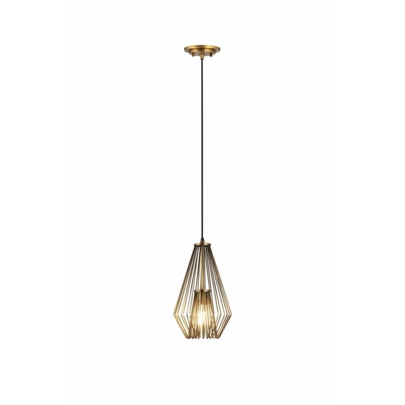 442MP-RB-Z-Lite-Quintus - 1 Light Mini Pendant-15.75 Inches Tall and 9.25 Inches Wide-Rubbed Brass  Finish    -Traditional Installation