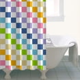 thumbnail image 4 of Pastel Color Checkered Pattern Shower Curtain 36"x72" ,Bathroom Decorative Shower Curtains Set with 12 Hooks,Modern Waterproof Washable Shower Curtain, 4 of 6