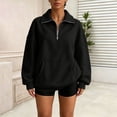 thumbnail image 4 of Horkkom Sweatshirt for Women Long Sleeve Quarter Zip Pullover Sweatshirt Casual Loose Oversized Sweatshirt with Pocket L, 4 of 9