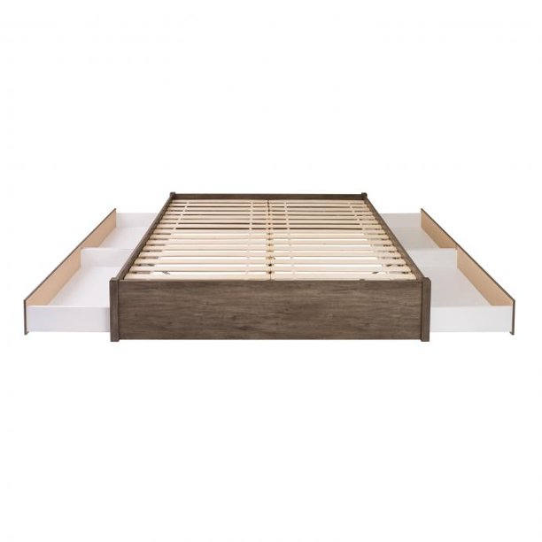 King Select 4 Post Platform Bed With Drawers Drifted Gray Com Platform Bed With 4 Drawers, King Platform Bed With 4 Drawer Storage