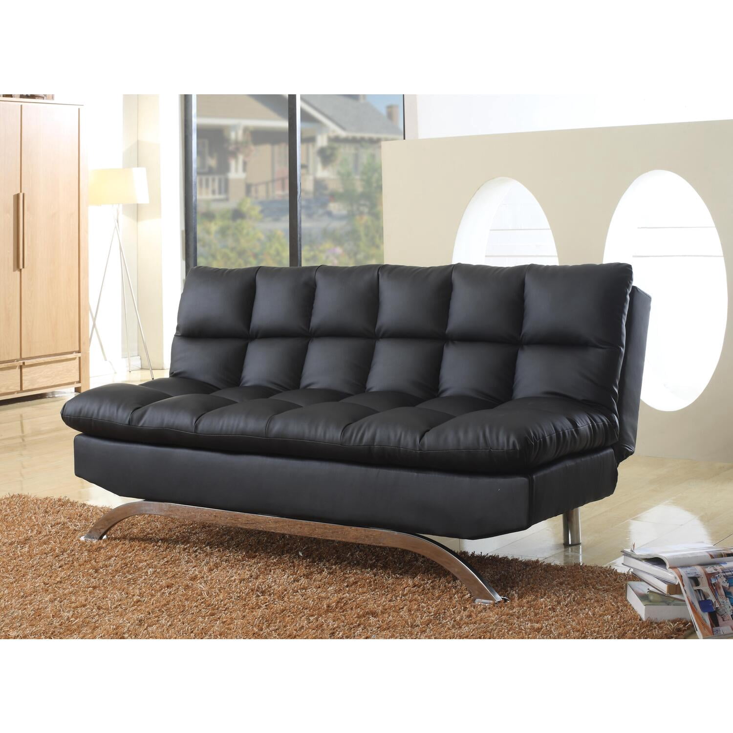 Milton Green Stars Lugo Plush Futon Sofa Bed-Color:Dark Brown