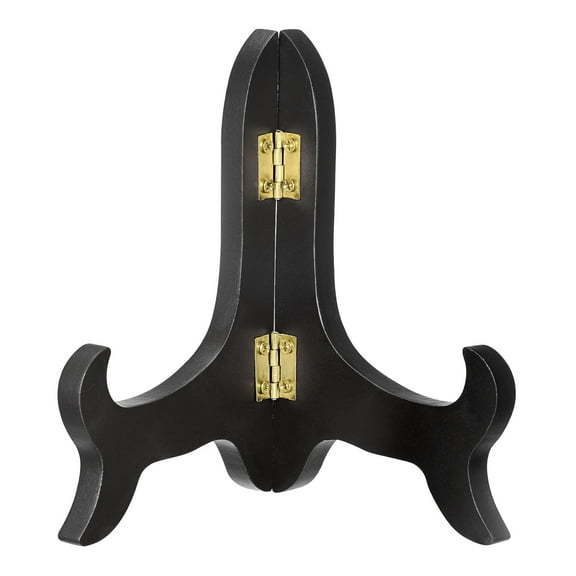 Uxcell 5" Easel Plate Holder, Wooden Folding Display Stand Black for Decorative Picture Frame, 1 Pack